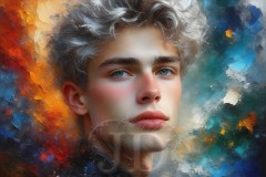 Painting Comes to Life - A Handsome Beautiful Man comes to life and emerges from canvas.