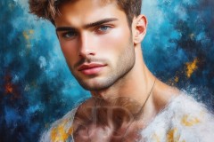 Painting Comes to Life - A Handsome Beautiful Man comes to life and emerges from canvas.
