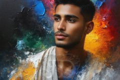 Painting Comes to Life - A Handsome Beautiful Man comes to life and emerges from canvas.