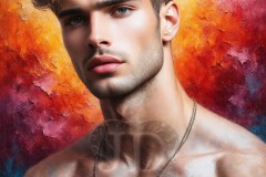 Painting Comes to Life - A Handsome Beautiful Man comes to life and emerges from canvas.