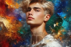 Painting Comes to Life - A Handsome Beautiful Man comes to life and emerges from canvas.