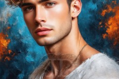 Painting Comes to Life - A Handsome Beautiful Man comes to life and emerges from canvas.