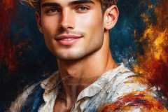Painting Comes to Life - A Handsome Beautiful Man comes to life and emerges from canvas.