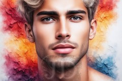 Painting Comes to Life - A Handsome Beautiful Man comes to life and emerges from canvas.