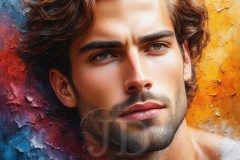 Painting Comes to Life - A Handsome Beautiful Man comes to life and emerges from canvas.