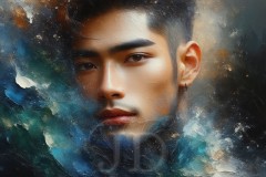 Painting Comes to Life - A Handsome Beautiful Man comes to life and emerges from canvas.