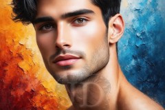 Painting Comes to Life - A Handsome Beautiful Man comes to life and emerges from canvas.