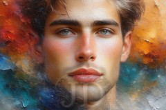 Painting Comes to Life - A Handsome Beautiful Man comes to life and emerges from canvas.