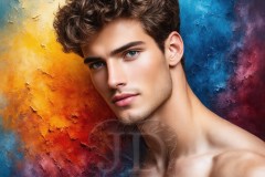 Painting Comes to Life - A Handsome Beautiful Man comes to life and emerges from canvas.