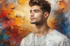 Painting Comes to Life - A Handsome Beautiful Man comes to life and emerges from canvas.