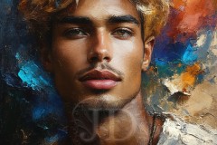 Painting Comes to Life - A Handsome Beautiful Man comes to life and emerges from canvas.
