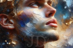 Painting Comes to Life - A Handsome Beautiful Man comes to life and emerges from canvas.