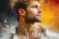 Painting Comes to Life - A Handsome Beautiful Man comes to life and emerges from canvas.