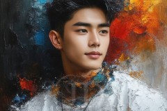 Painting Comes to Life - A Handsome Beautiful Man comes to life and emerges from canvas.