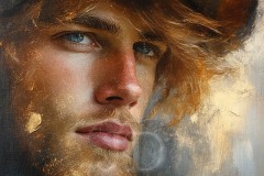 Painting Comes to Life - A Handsome Beautiful Man comes to life and emerges from canvas.