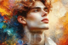 Painting Comes to Life - A Handsome Beautiful Man comes to life and emerges from canvas.