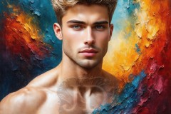 Painting Comes to Life - A Handsome Beautiful Man comes to life and emerges from canvas.