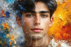 Painting Comes to Life - A Handsome Beautiful Man comes to life and emerges from canvas.