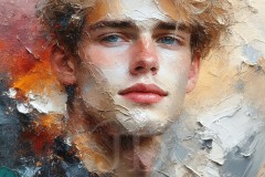 Painting Comes to Life - A Handsome Beautiful Man comes to life and emerges from canvas.