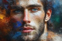 Painting Comes to Life - A Handsome Beautiful Man comes to life and emerges from canvas.