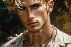 Painting Comes to Life - A Handsome Beautiful Man comes to life and emerges from canvas.