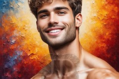Painting Comes to Life - A Handsome Beautiful Man comes to life and emerges from canvas.