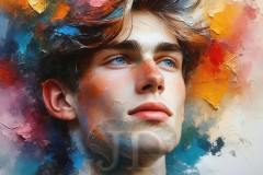 Painting Comes to Life - A Handsome Beautiful Man comes to life and emerges from canvas.