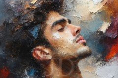 Painting Comes to Life - A Handsome Beautiful Man comes to life and emerges from canvas.
