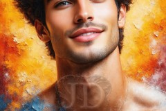 Painting Comes to Life - A Handsome Beautiful Man comes to life and emerges from canvas.
