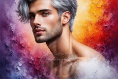Painting Comes to Life - A Handsome Beautiful Man comes to life and emerges from canvas.