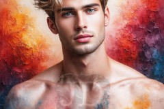Painting Comes to Life - A Handsome Beautiful Man comes to life and emerges from canvas.