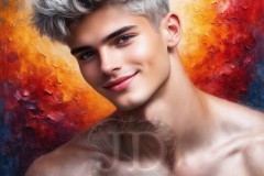 Painting Comes to Life - A Handsome Beautiful Man comes to life and emerges from canvas.