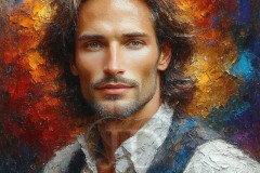 Painting Comes to Life - A Handsome Beautiful Man comes to life and emerges from canvas.