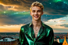 The Men of the Golden City is a collection of AI generated images of beautiful,glamorous,handsome guys in the heavens.