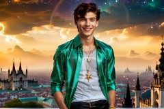 The Men of the Golden City is a collection of AI generated images of beautiful,glamorous,handsome guys in the heavens.
