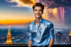 The Men of the Golden City is a collection of AI generated images of beautiful,glamorous,handsome guys in the heavens.