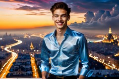 The Men of the Golden City is a collection of AI generated images of beautiful,glamorous,handsome guys in the heavens.