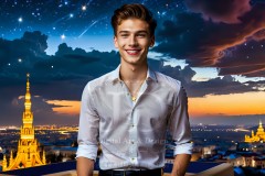 The Men of the Golden City is a collection of AI generated images of beautiful,glamorous,handsome guys in the heavens.