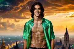 The Men of the Golden City is a collection of AI generated images of beautiful,glamorous,handsome guys in the heavens.