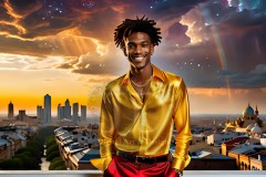 The Men of the Golden City is a collection of AI generated images of beautiful,glamorous,handsome guys in the heavens.