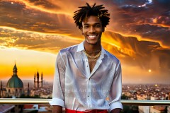 The Men of the Golden City is a collection of AI generated images of beautiful,glamorous,handsome guys in the heavens.