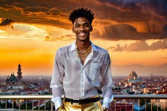 The Men of the Golden City is a collection of AI generated images of beautiful,glamorous,handsome guys in the heavens.