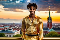 The Men of the Golden City is a collection of AI generated images of beautiful,glamorous,handsome guys in the heavens.