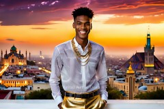The Men of the Golden City is a collection of AI generated images of beautiful,glamorous,handsome guys in the heavens.