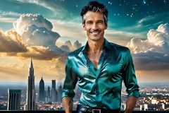 The Men of the Golden City is a collection of AI generated images of beautiful,glamorous,handsome guys in the heavens.