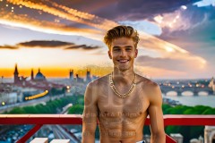 The Men of the Golden City is a collection of AI generated images of beautiful,glamorous,handsome guys in the heavens.