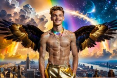 The Men of the Golden City is a collection of AI generated images of beautiful,glamorous,handsome guys in the heavens.