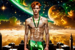 The Men of the Golden City is a collection of AI generated images of beautiful,glamorous,handsome guys in the heavens.