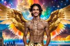 The Men of the Golden City is a collection of AI generated images of beautiful,glamorous,handsome guys in the heavens.