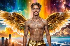 The Men of the Golden City is a collection of AI generated images of beautiful,glamorous,handsome guys in the heavens.